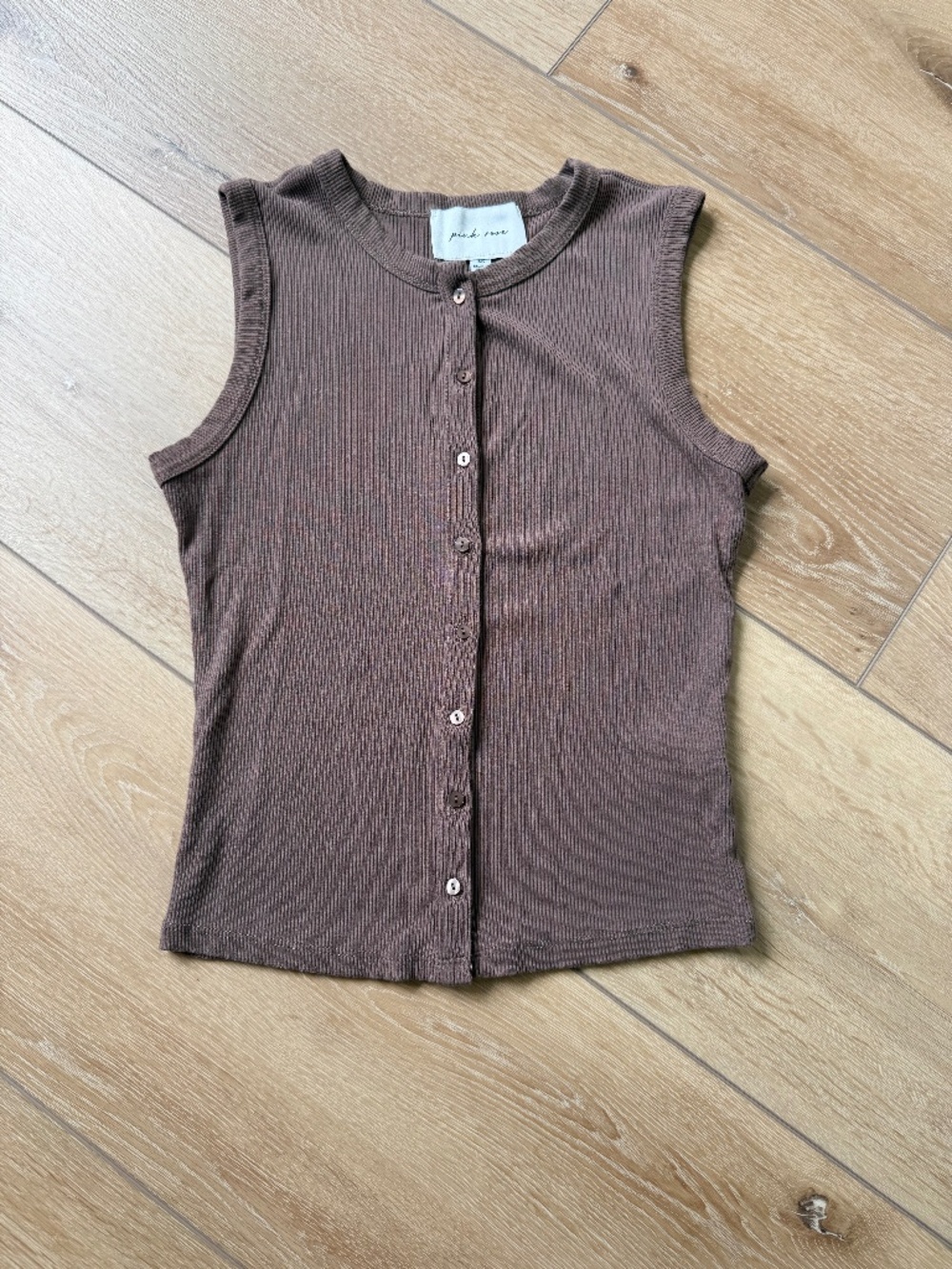 Pink Rose Button Front Tank